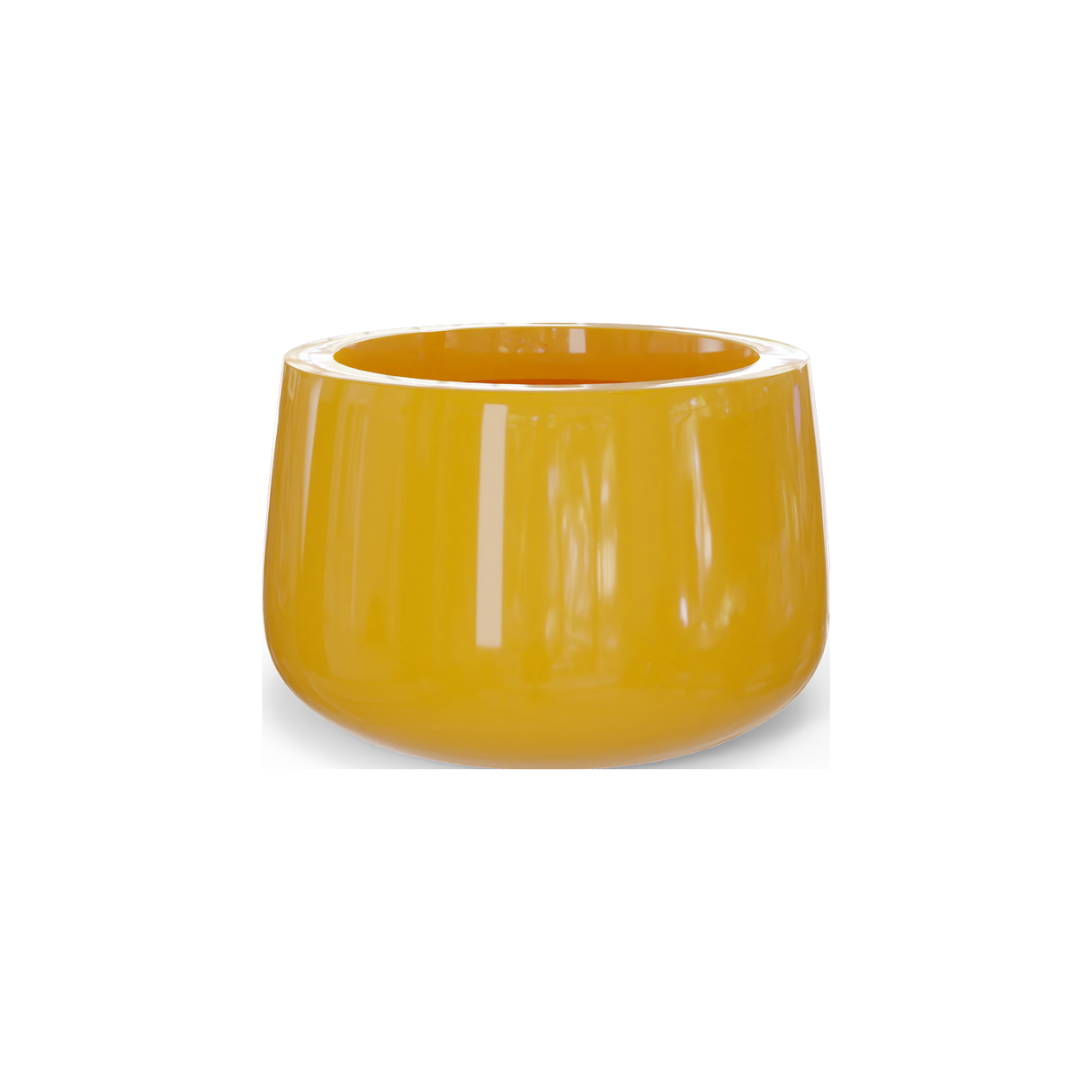 Short Hayden bowl fiberglass planter in Gloss Saffron