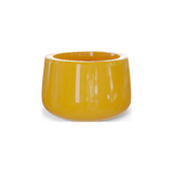Short Hayden bowl fiberglass planter in Gloss Saffron