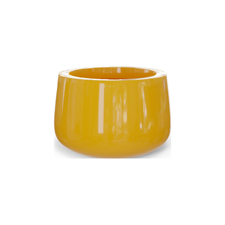 Short Hayden bowl fiberglass planter in Gloss Saffron