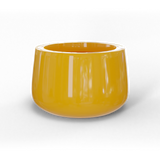 Short hayden bowl fiberglass planter in Gloss Saffron, studio render