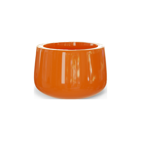 Short Hayden bowl fiberglass planter in Gloss Tangerine