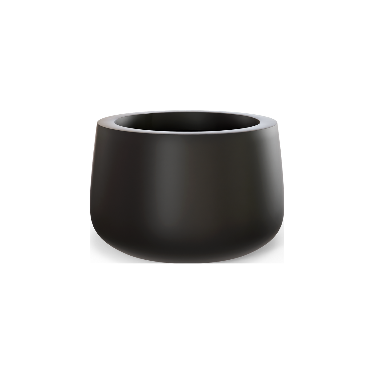 Short Hayden bowl fiberglass planter in Matte Black