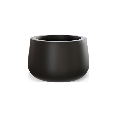 Short Hayden bowl fiberglass planter in Matte Black