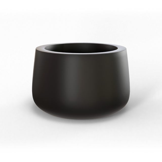 Short hayden bowl fiberglass planter in Matte Black, studio render