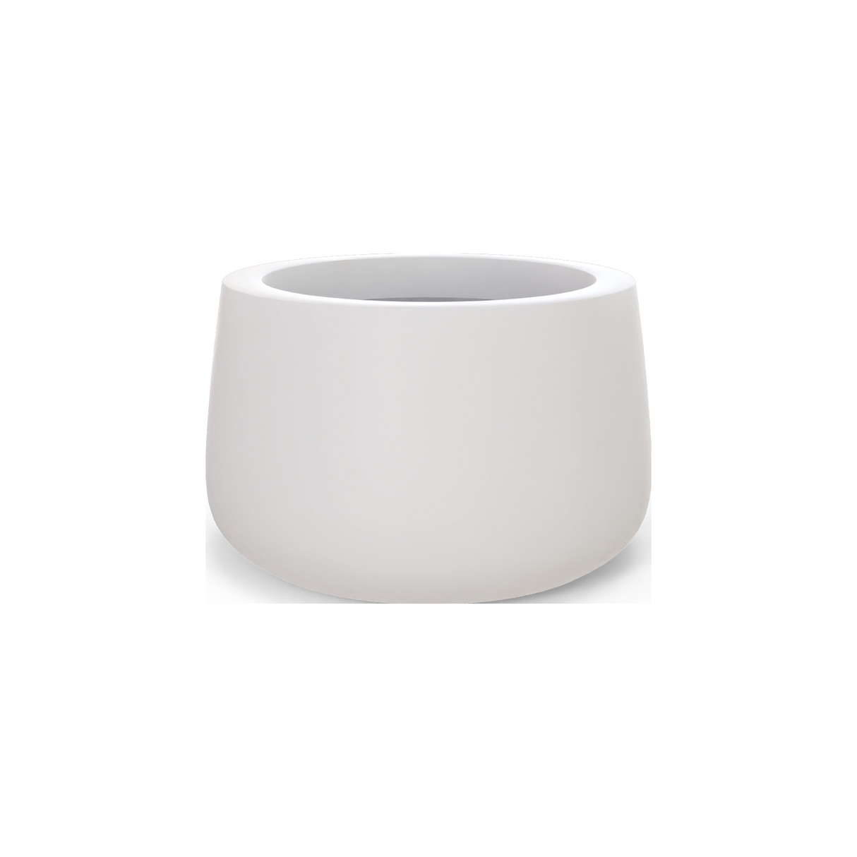 Short Hayden bowl fiberglass planter in Matte Bright White