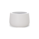 Short Hayden bowl fiberglass planter in Matte Bright White