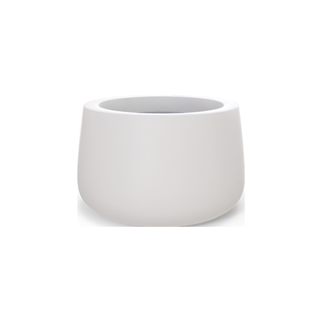Short Hayden bowl fiberglass planter in Matte Bright White