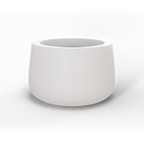 Short hayden bowl fiberglass planter in Matte Bright White, studio render