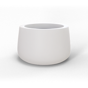 Short hayden bowl fiberglass planter in Matte Bright White, studio render