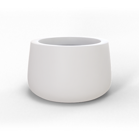 Short hayden bowl fiberglass planter in Matte Bright White, D 12 in × 7 in, studio render