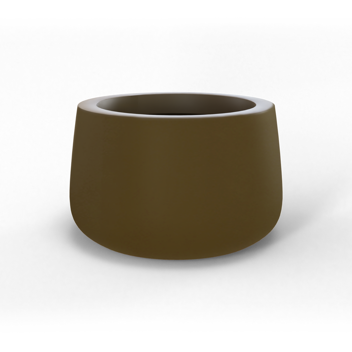 Short hayden bowl fiberglass planter in Matte Bronze, studio render