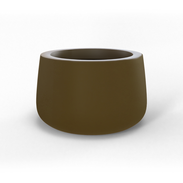 Short hayden bowl fiberglass planter in Matte Bronze, studio render