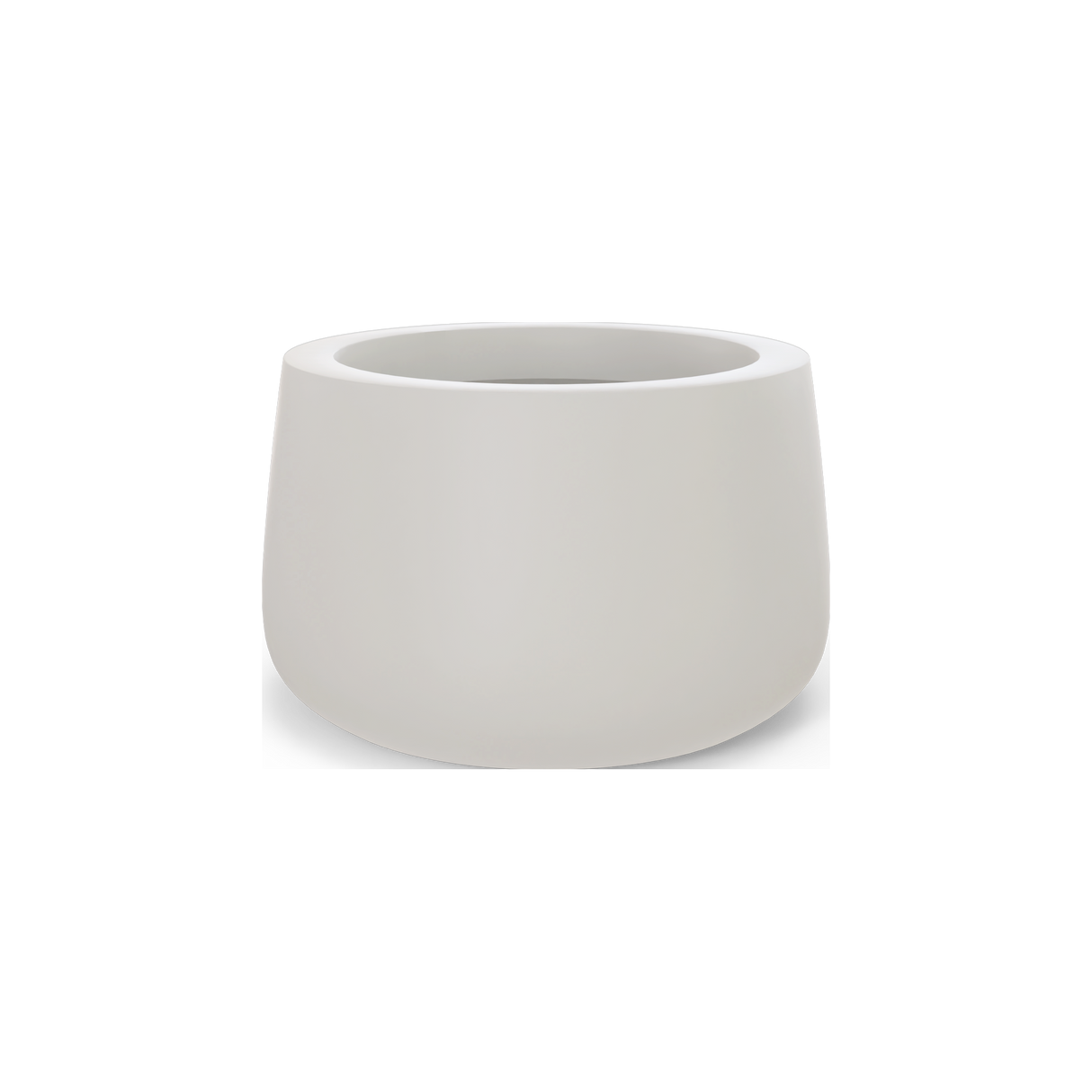 Short Hayden bowl fiberglass planter in Matte Cement Grey
