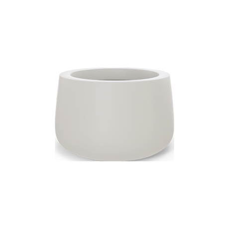 Short Hayden bowl fiberglass planter in Matte Cement Grey