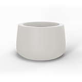 Short hayden bowl fiberglass planter in Matte Cement Grey, studio render
