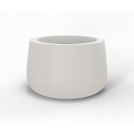 Short hayden bowl fiberglass planter in Matte Cement Grey, studio render
