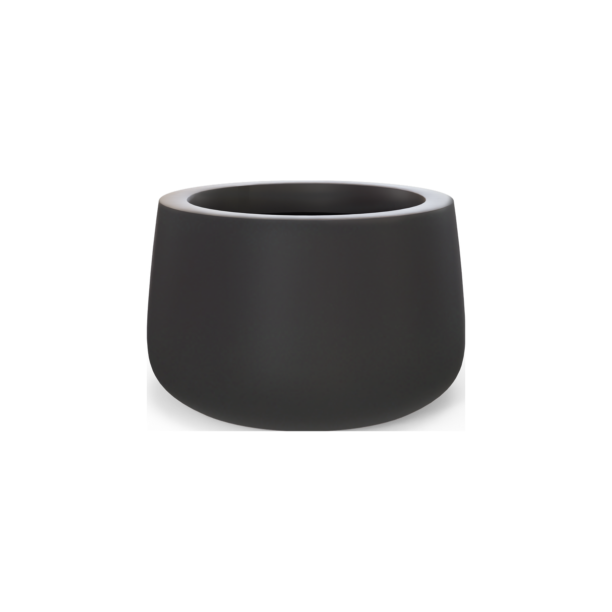 Short Hayden bowl fiberglass planter in Matte Charcoal