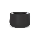 Short Hayden bowl fiberglass planter in Matte Charcoal