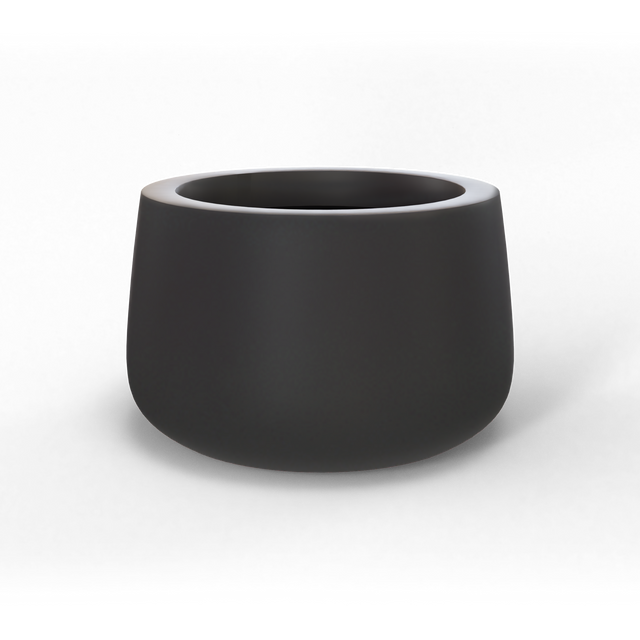 Short hayden bowl fiberglass planter in Matte Charcoal, studio render