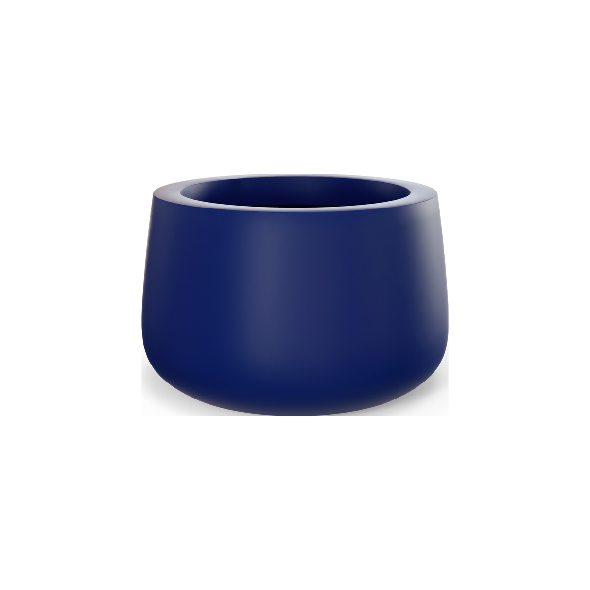 Short Hayden bowl fiberglass planter in Matte Cobalt Blue