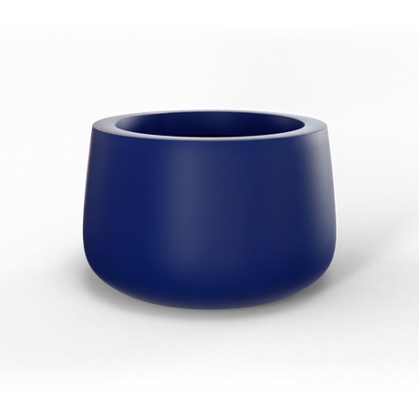 Short hayden bowl fiberglass planter in Matte Cobalt Blue, studio render