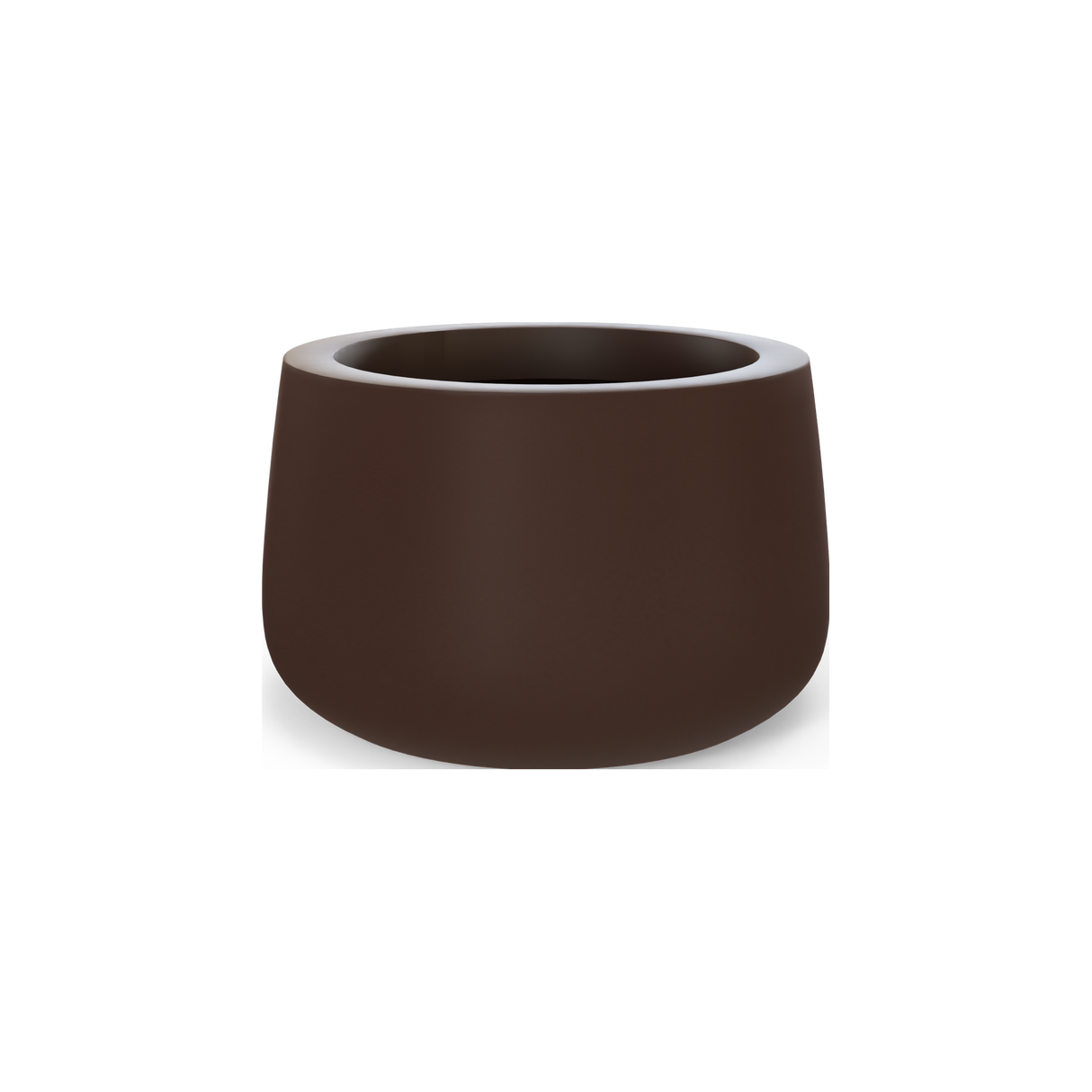 Short Hayden bowl fiberglass planter in Matte Dark Brown
