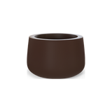 Short Hayden bowl fiberglass planter in Matte Dark Brown