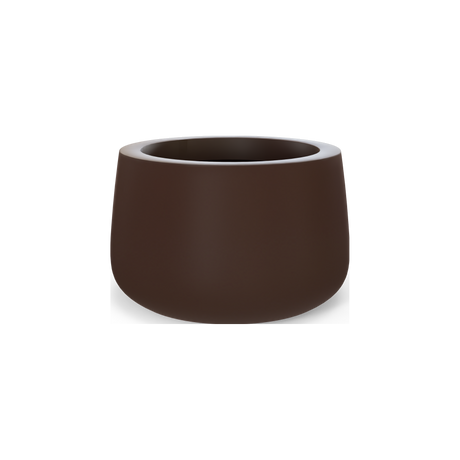 Short Hayden bowl fiberglass planter in Matte Dark Brown