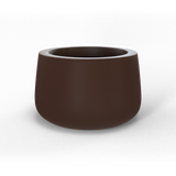 Short hayden bowl fiberglass planter in Matte Dark Brown, studio render