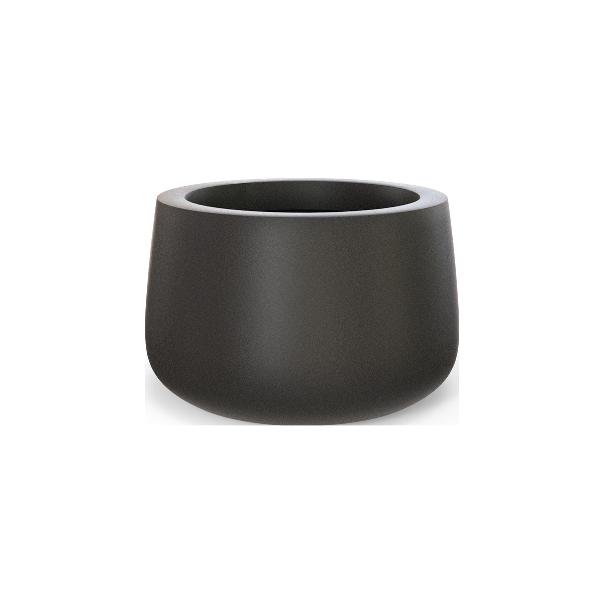 Short Hayden bowl fiberglass planter in Matte Gunmetal