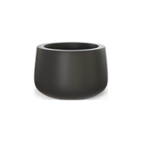 Short Hayden bowl fiberglass planter in Matte Gunmetal