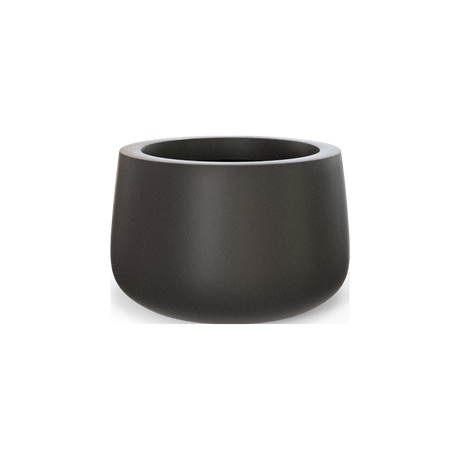 Short Hayden bowl fiberglass planter in Matte Gunmetal