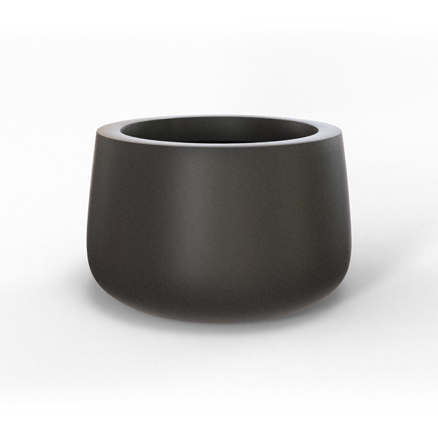Short hayden bowl fiberglass planter in Matte Gunmetal, studio render