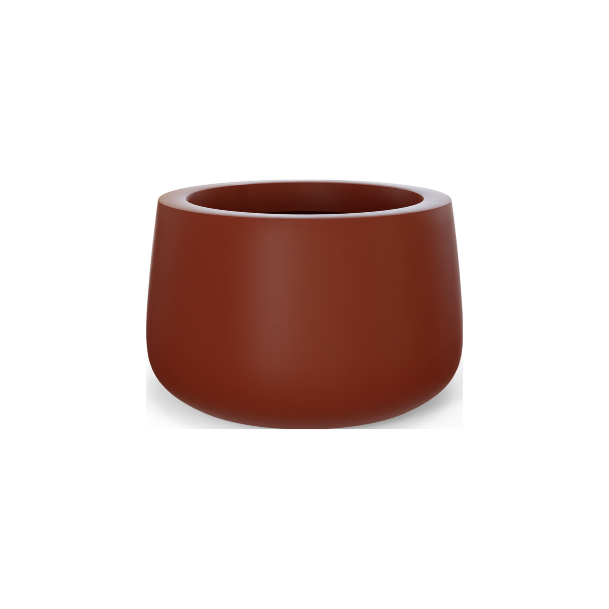 Short Hayden bowl fiberglass planter in Matte Terra Cotta