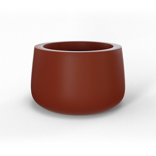 Short hayden bowl fiberglass planter in Matte Terra Cotta, studio render