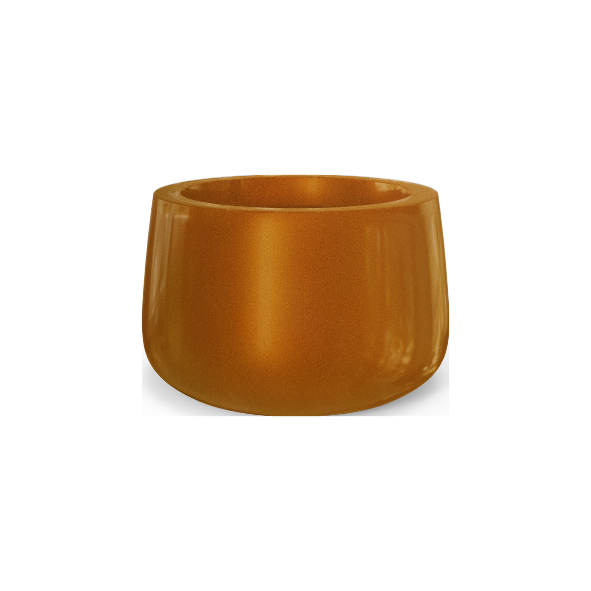 Short Hayden bowl fiberglass planter in Metallic Bronze