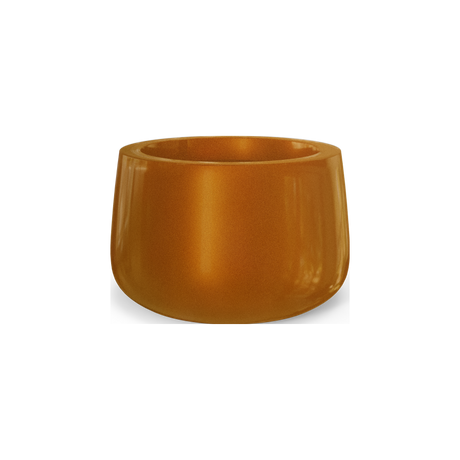 Short Hayden bowl fiberglass planter in Metallic Bronze