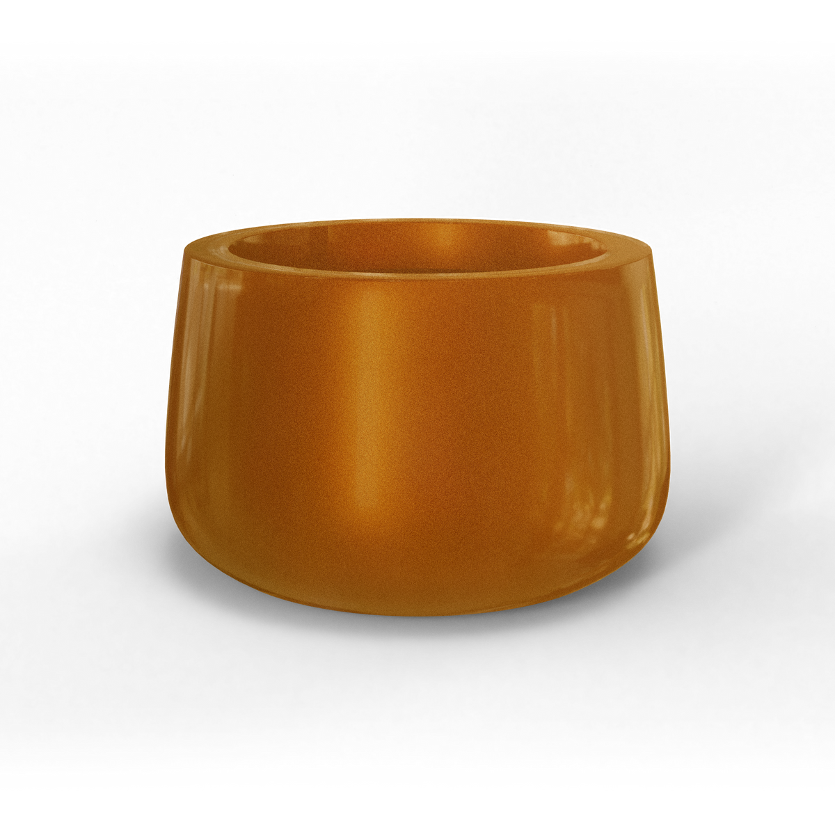 Short hayden bowl fiberglass planter in Metallic Bronze, studio render