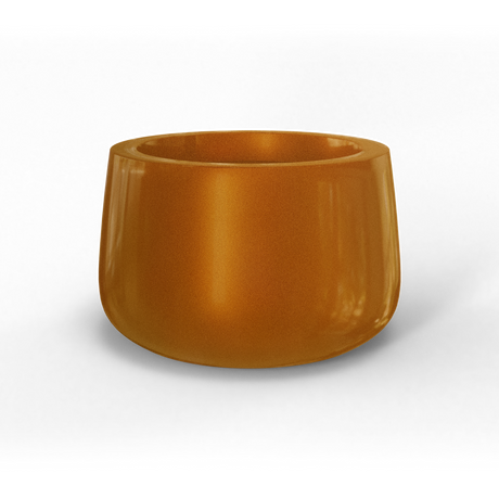 Short hayden bowl fiberglass planter in Metallic Bronze, studio render
