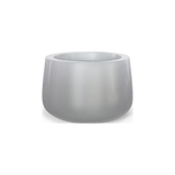 Short Hayden bowl fiberglass planter in Metallic Silver