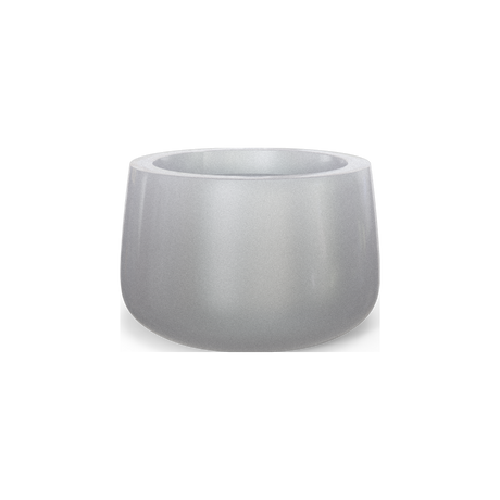 Short Hayden bowl fiberglass planter in Metallic Silver