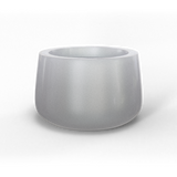 Short hayden bowl fiberglass planter in Metallic Silver, studio render