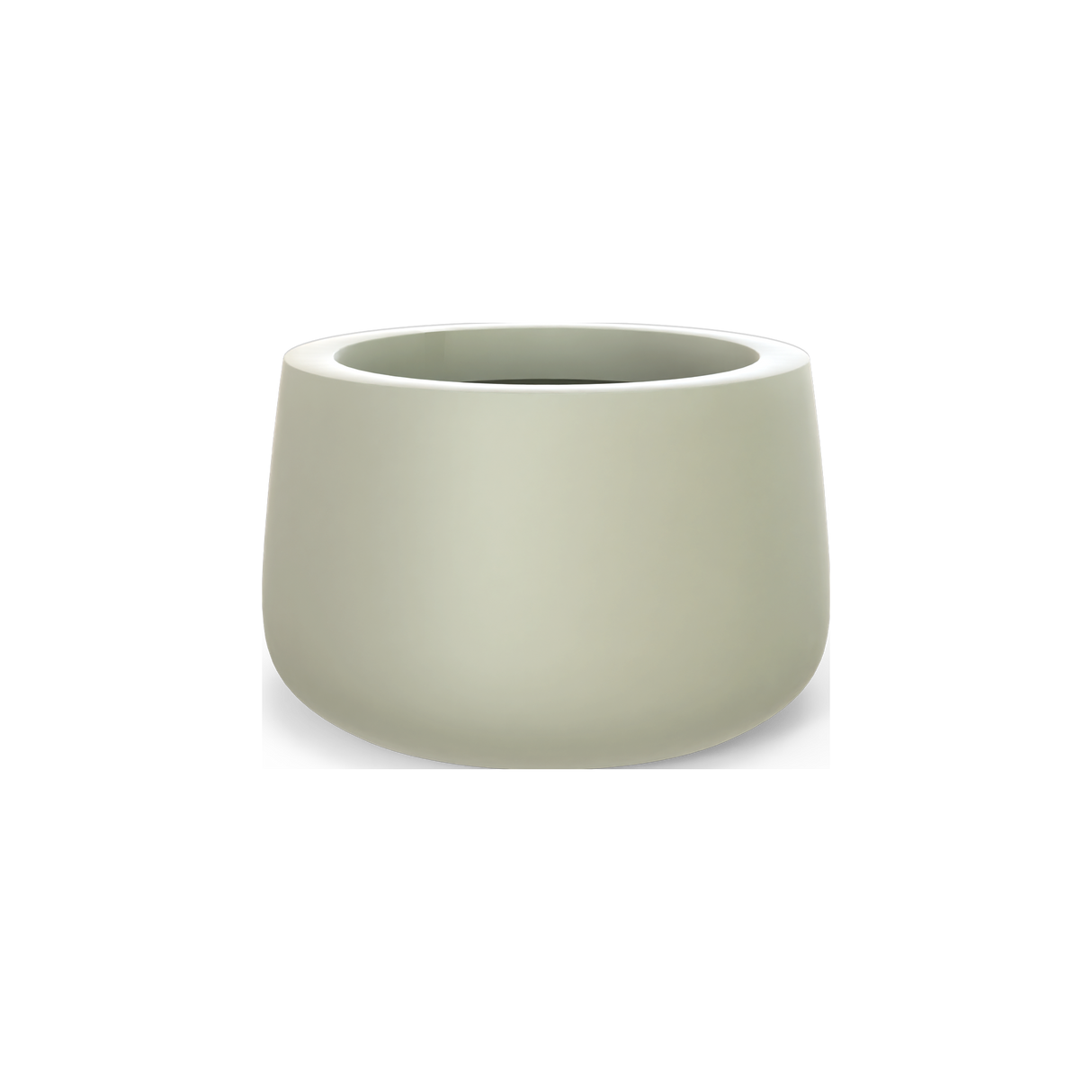 Short Hayden bowl fiberglass planter in Satin Beige