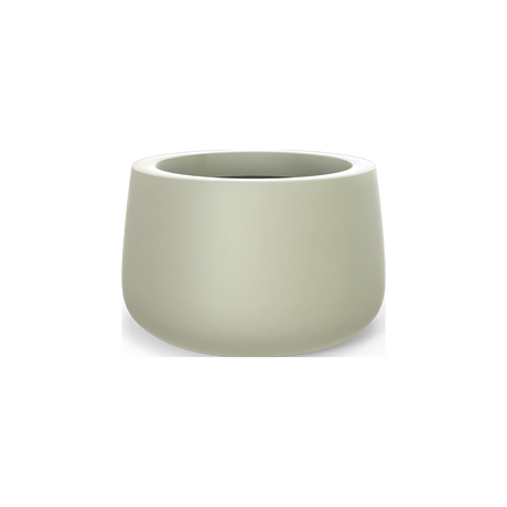 Short Hayden bowl fiberglass planter in Satin Beige