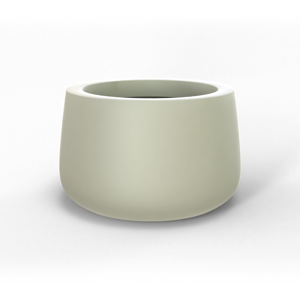 Short hayden bowl fiberglass planter in Satin Beige, studio render