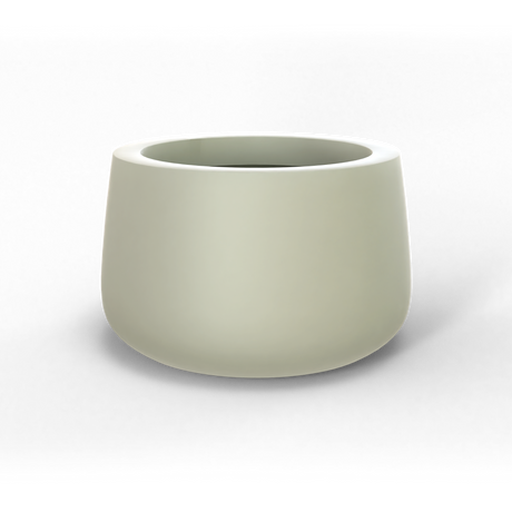 Short hayden bowl fiberglass planter in Satin Beige, studio render