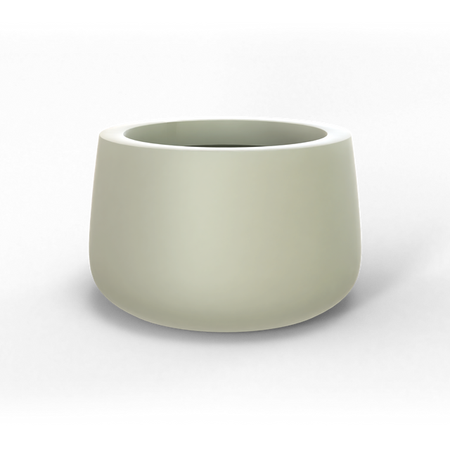 Short hayden bowl fiberglass planter in Satin Beige, studio render