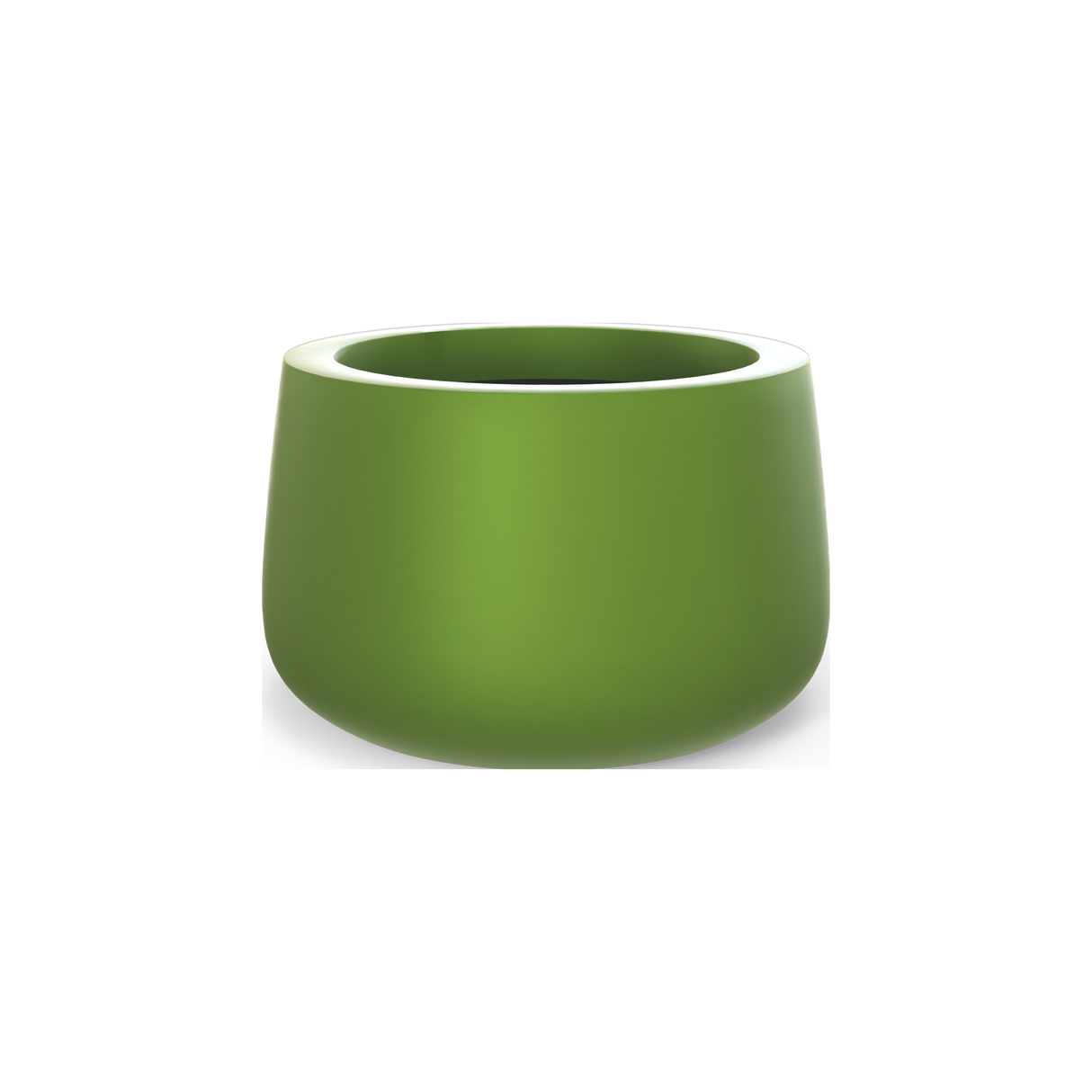 Short Hayden bowl fiberglass planter in Satin Green