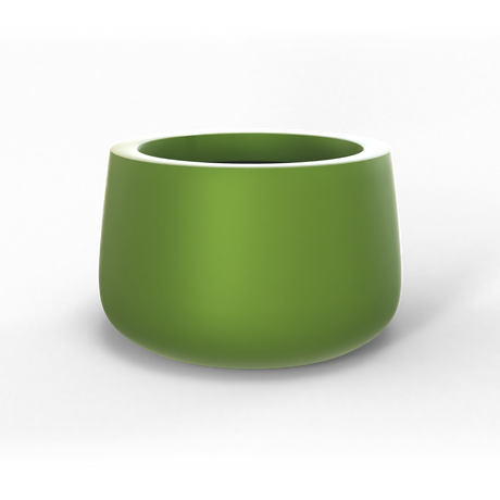 Short hayden bowl fiberglass planter in Satin Green, studio render