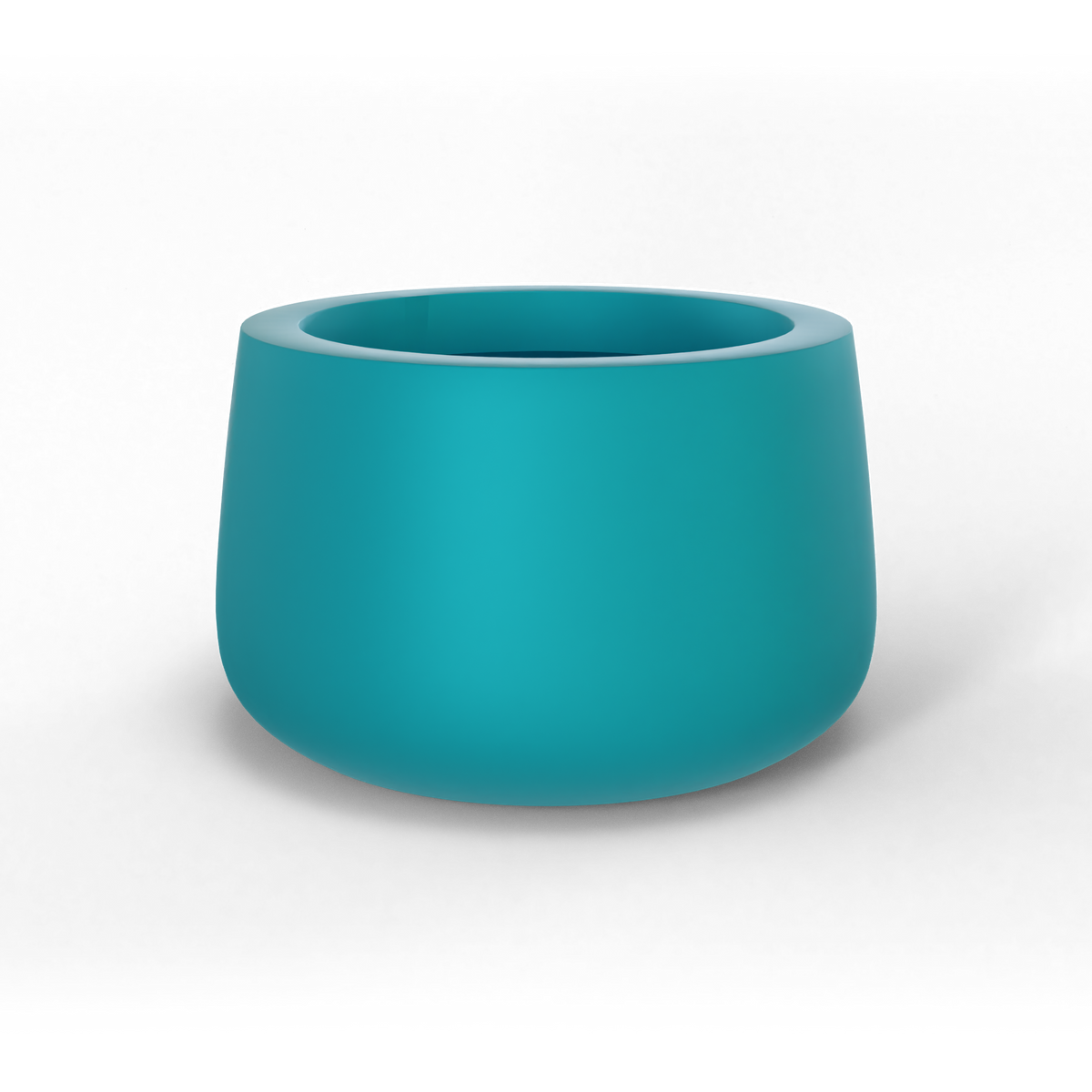 Short hayden bowl fiberglass planter in Satin Seafoam Green, studio render